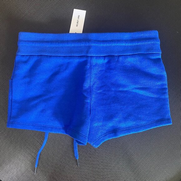 NWT HELMUT LANG Blue Cotton Blend Drawstring Sweat Track Shorts Size M $185 - Picture 2 of 5